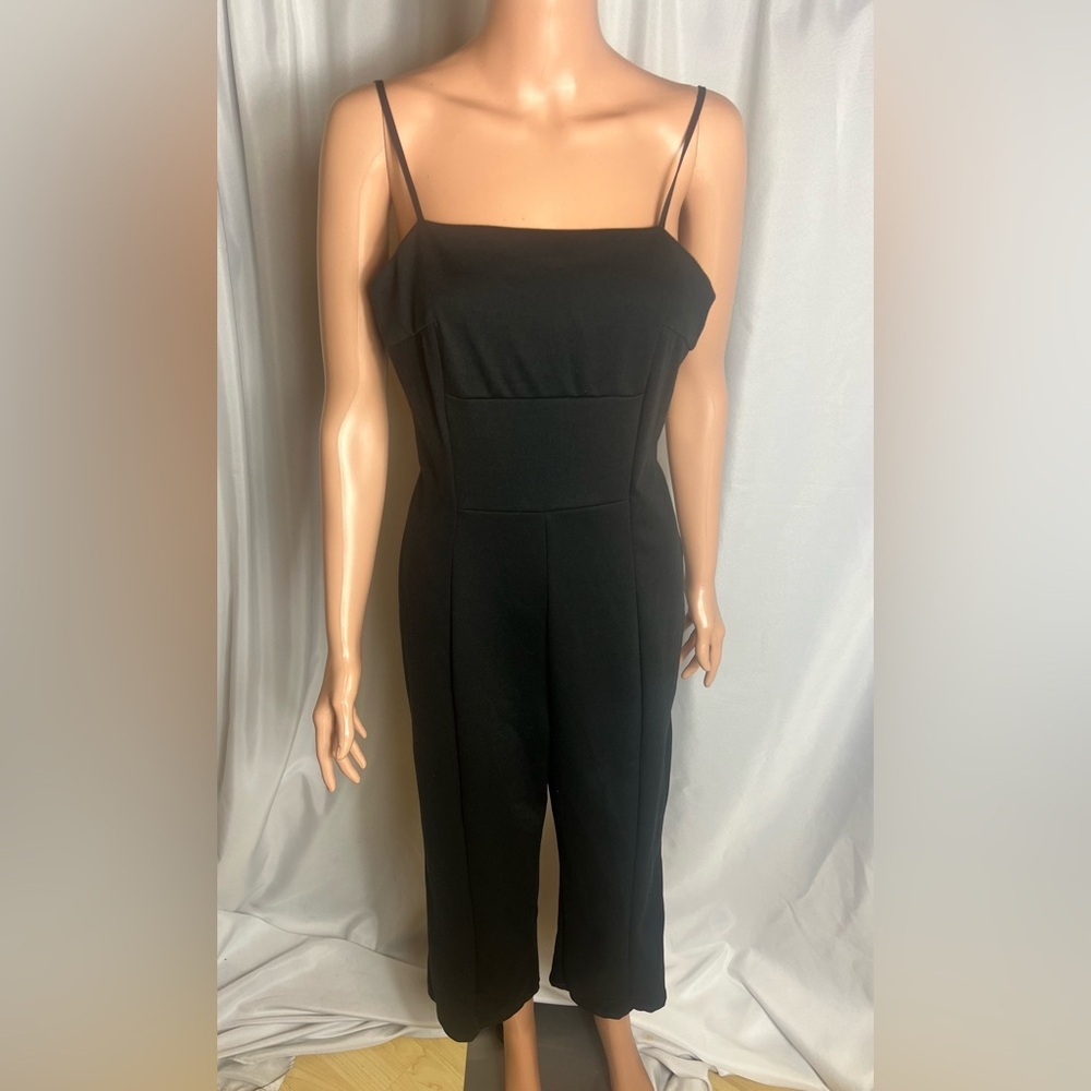 Wild Fable Black Cropped Jumpsuit Size M Square Back NWT Knit Versatile